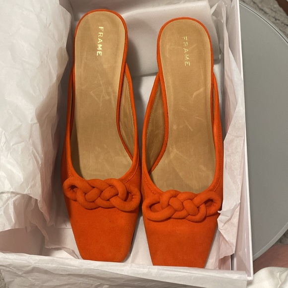NIB Frame Demin La Isla Orange Suede Mule - EU 38 1/2 (US 8) - Picture 14 of 16